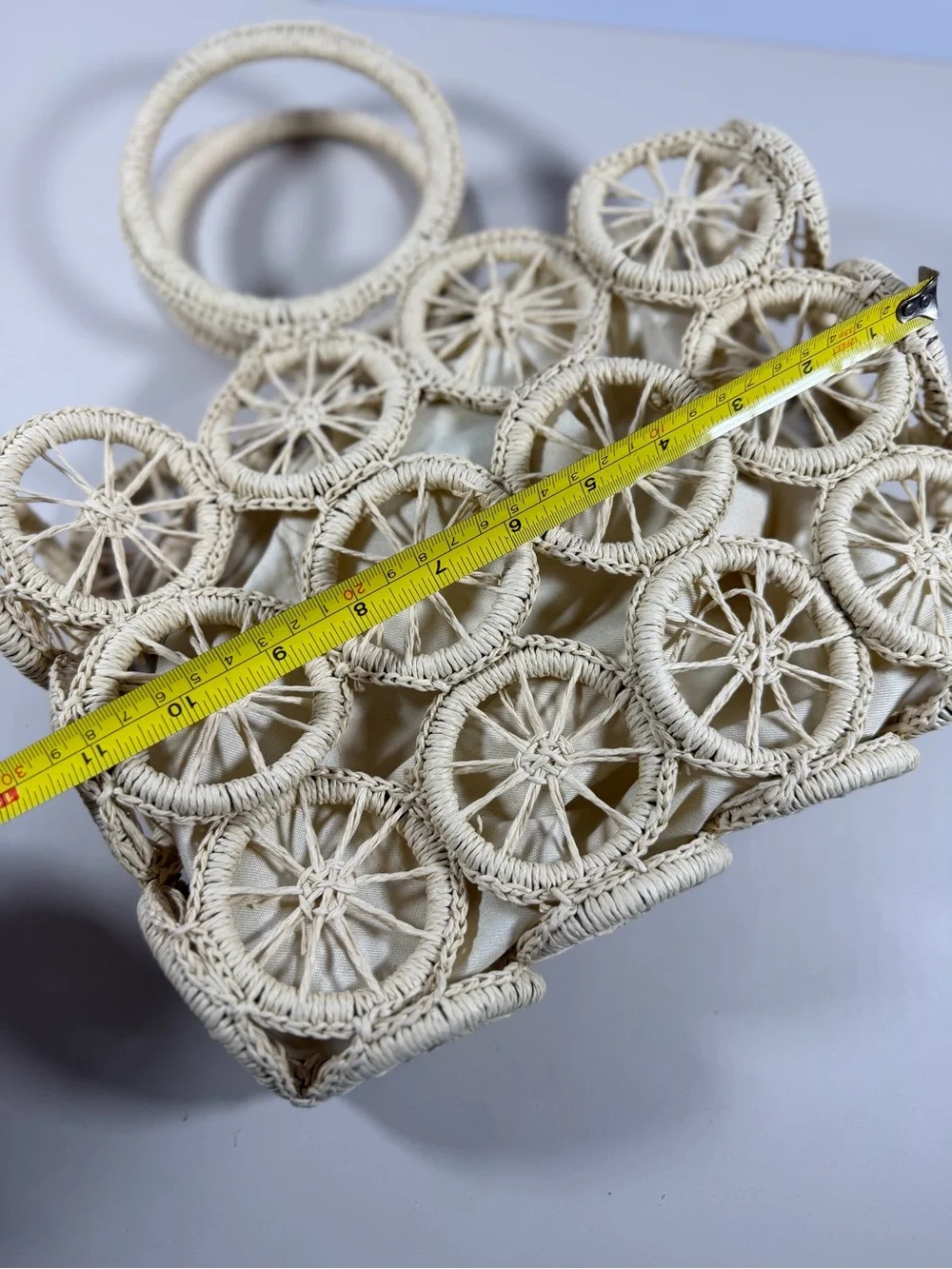 Source Unknown Handwoven Circle Tote in Cream